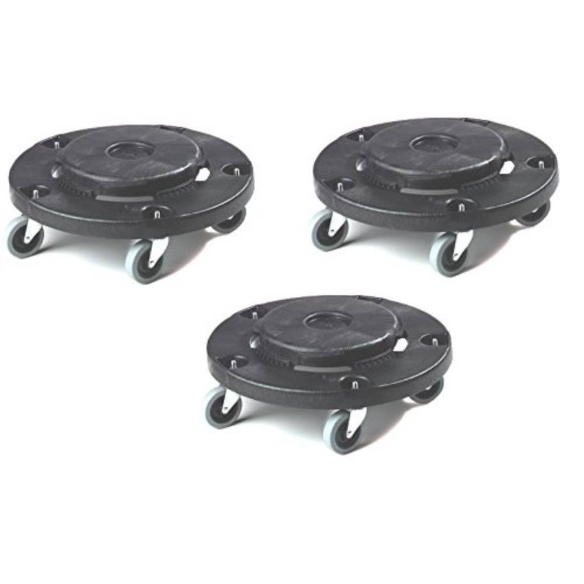 Black 5 Caster Trash Can Dollies (Pack of 3) E6415