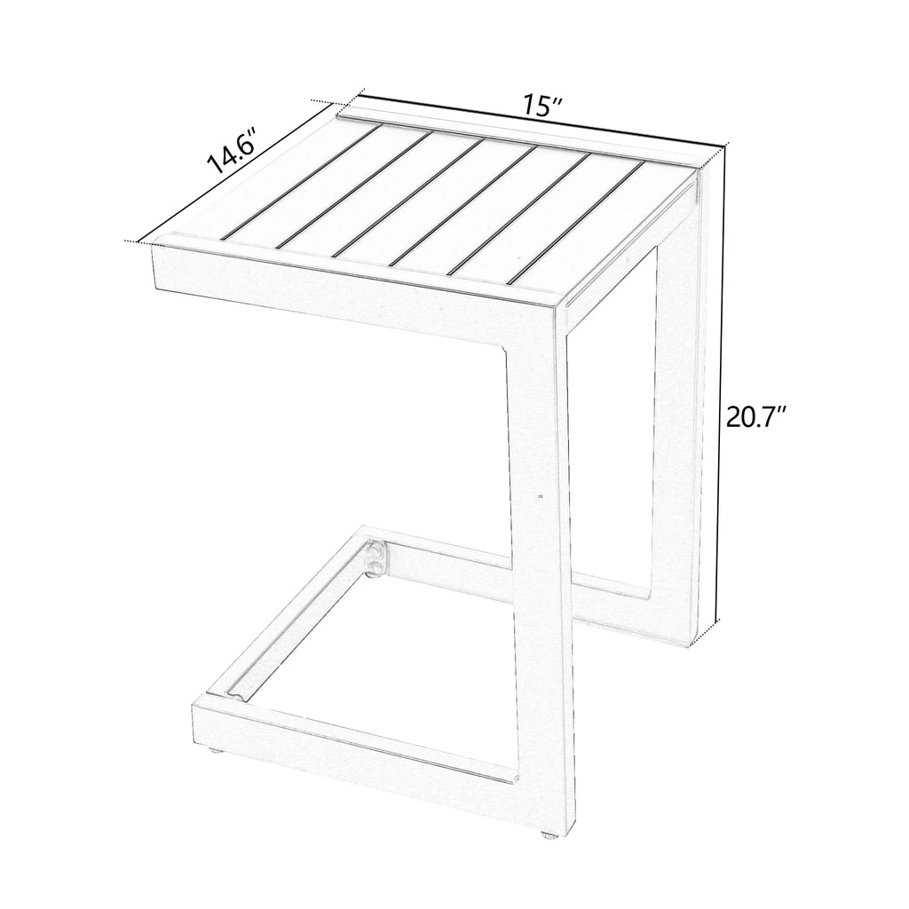 White Aluminum C Shaped End Table T991