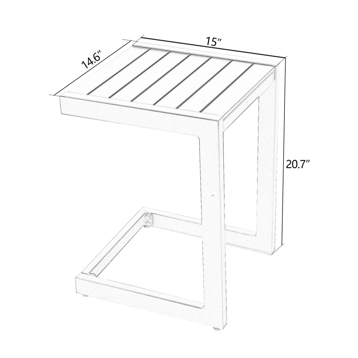 White Aluminum C Shaped End Table T991