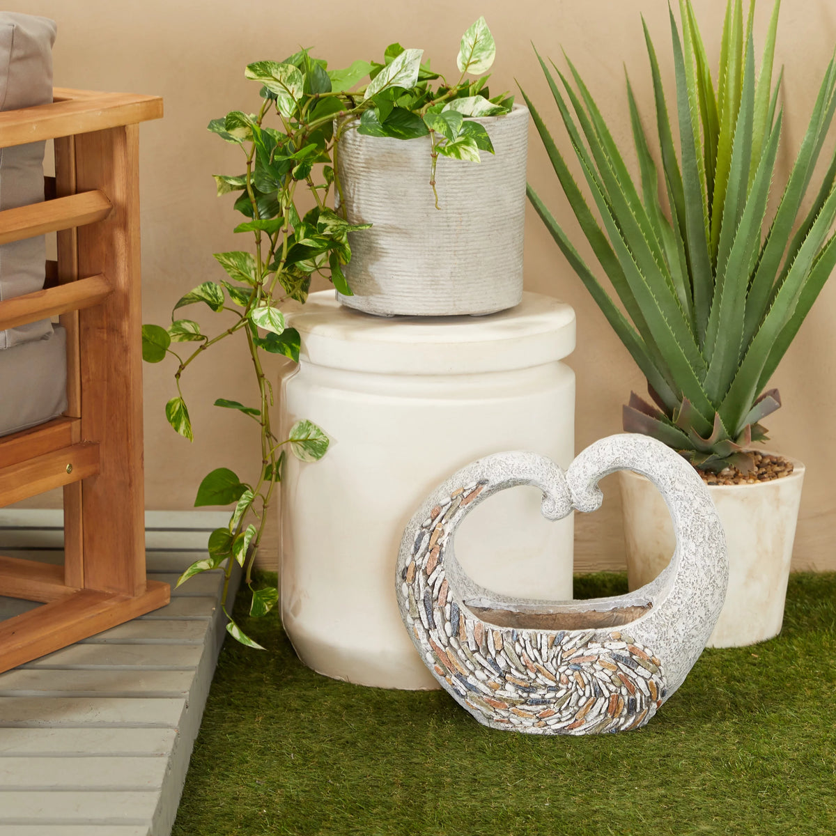 Gray Fiberglass Planter F631