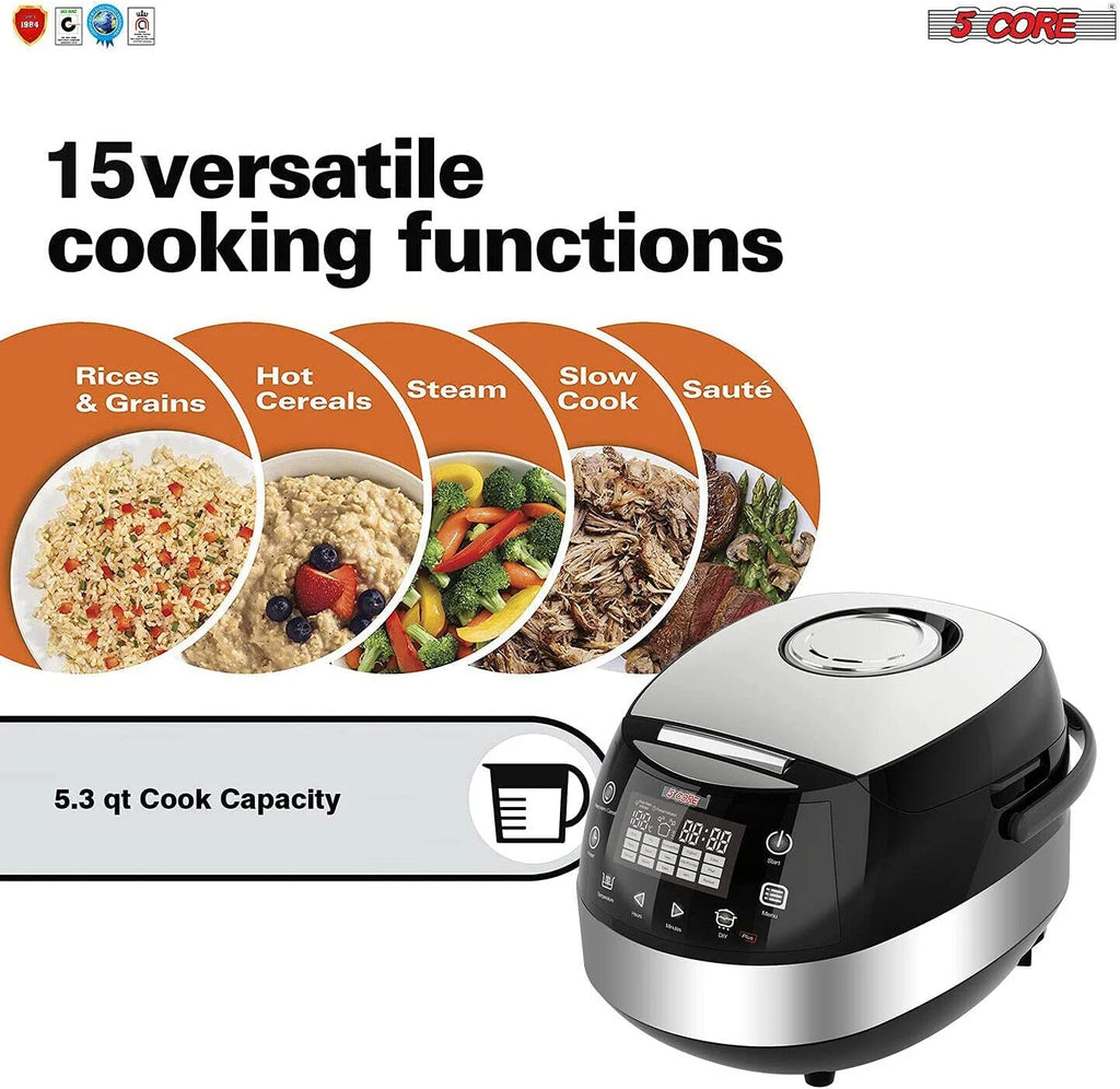 5.3Qt Digital Programmable 15-in-1 Electric Rice Cooker 11 Cups C9428