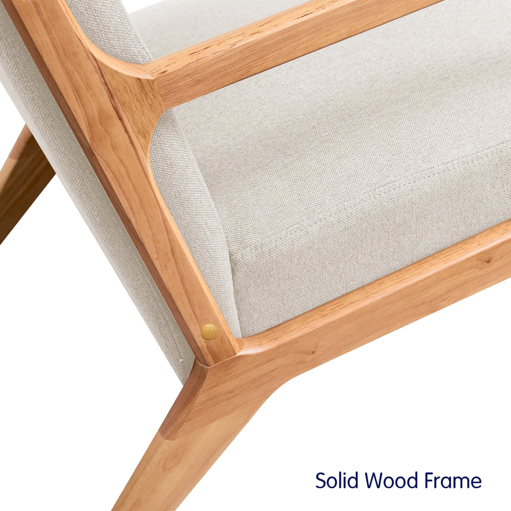 Linen Upholstered Accent Chair with Solid Wood Frame, Beige H704017