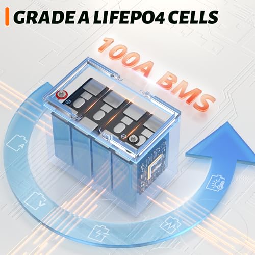12V 100Ah Group 24 LiFePO4 Battery with 100A BMS Q524