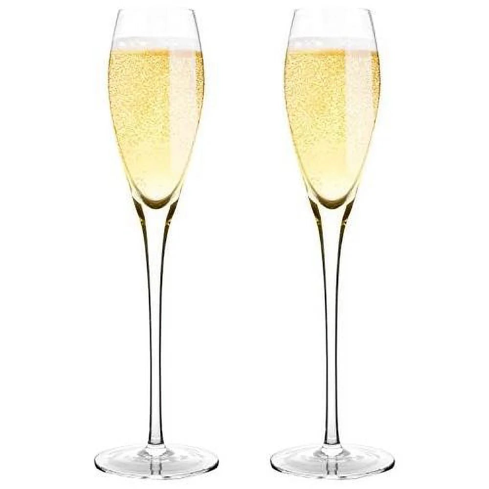 Hand Blown Crystal Champagne Flutes Set Of 2 J5727