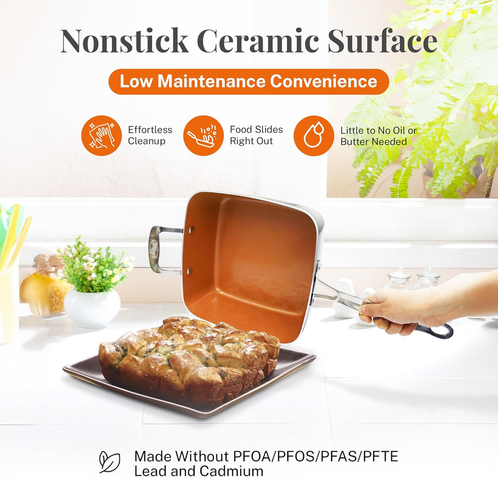4 Pc Nonstick Ceramic Deep Frying Pan with Lid C8056
