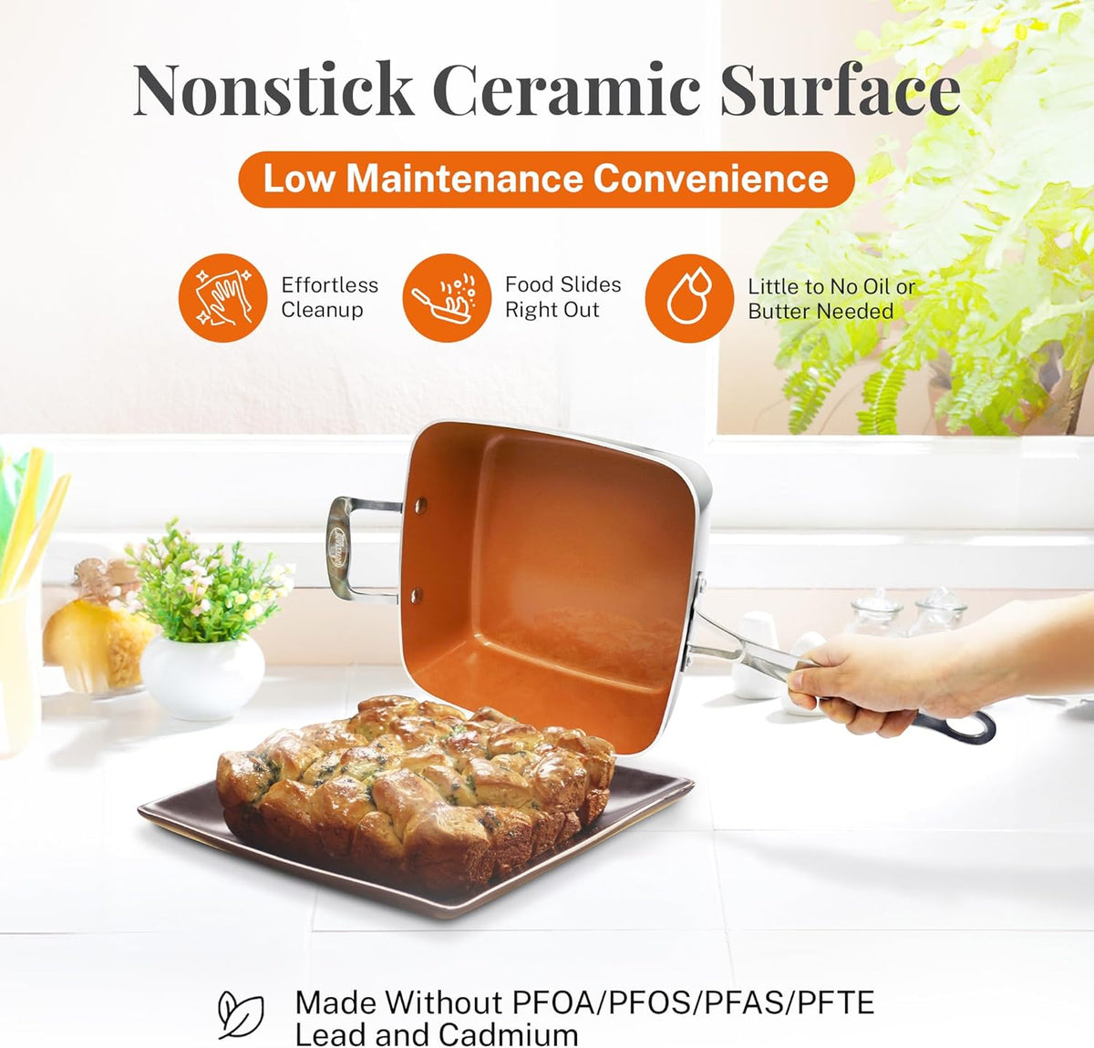 4 Pc Nonstick Ceramic Deep Frying Pan with Lid C8056
