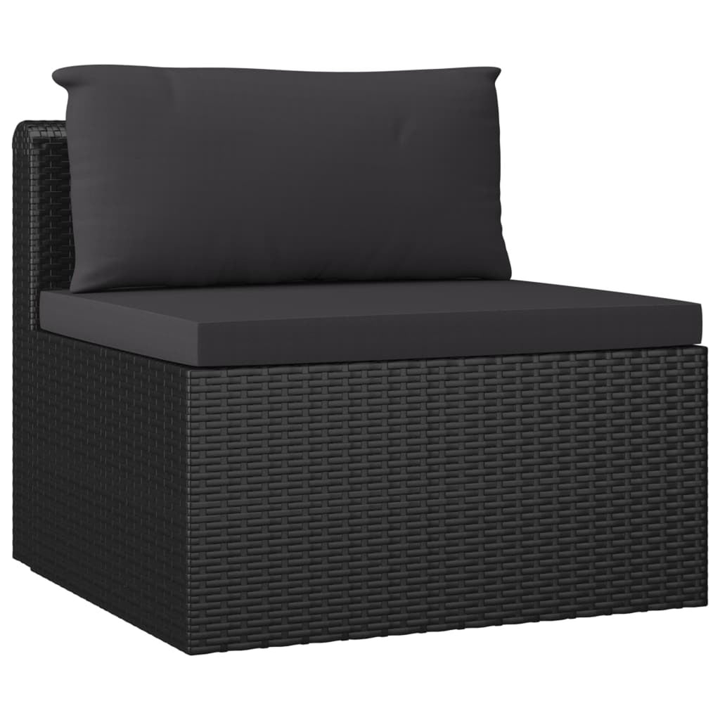 Black Poly Rattan Patio Sofa Set with Cushions U729487