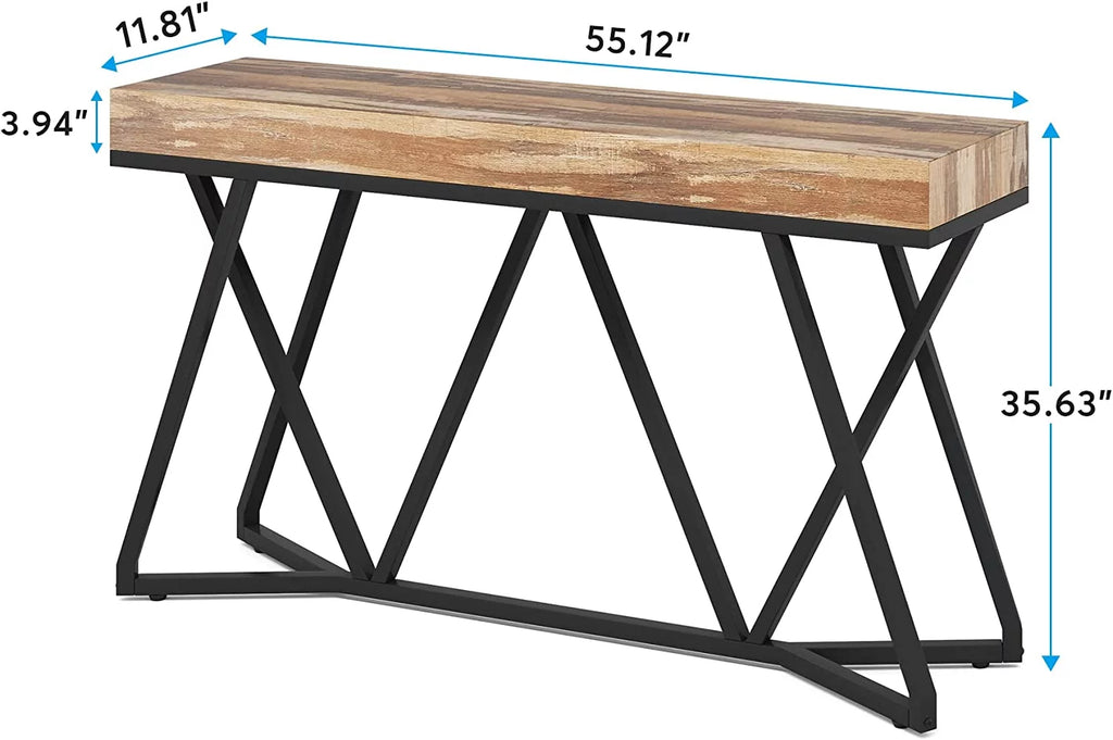 55" Wood Console Table with Metal Base Q296