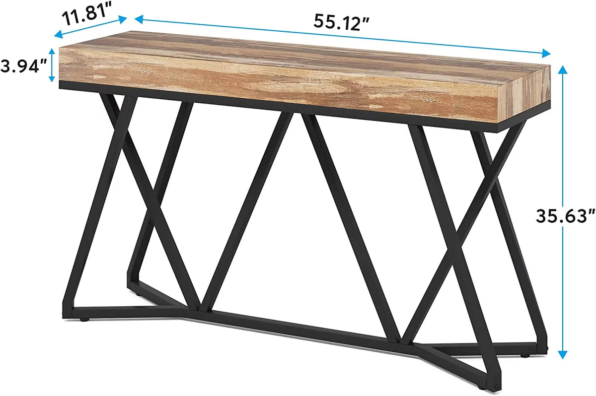 55" Wood Console Table with Metal Base Q296