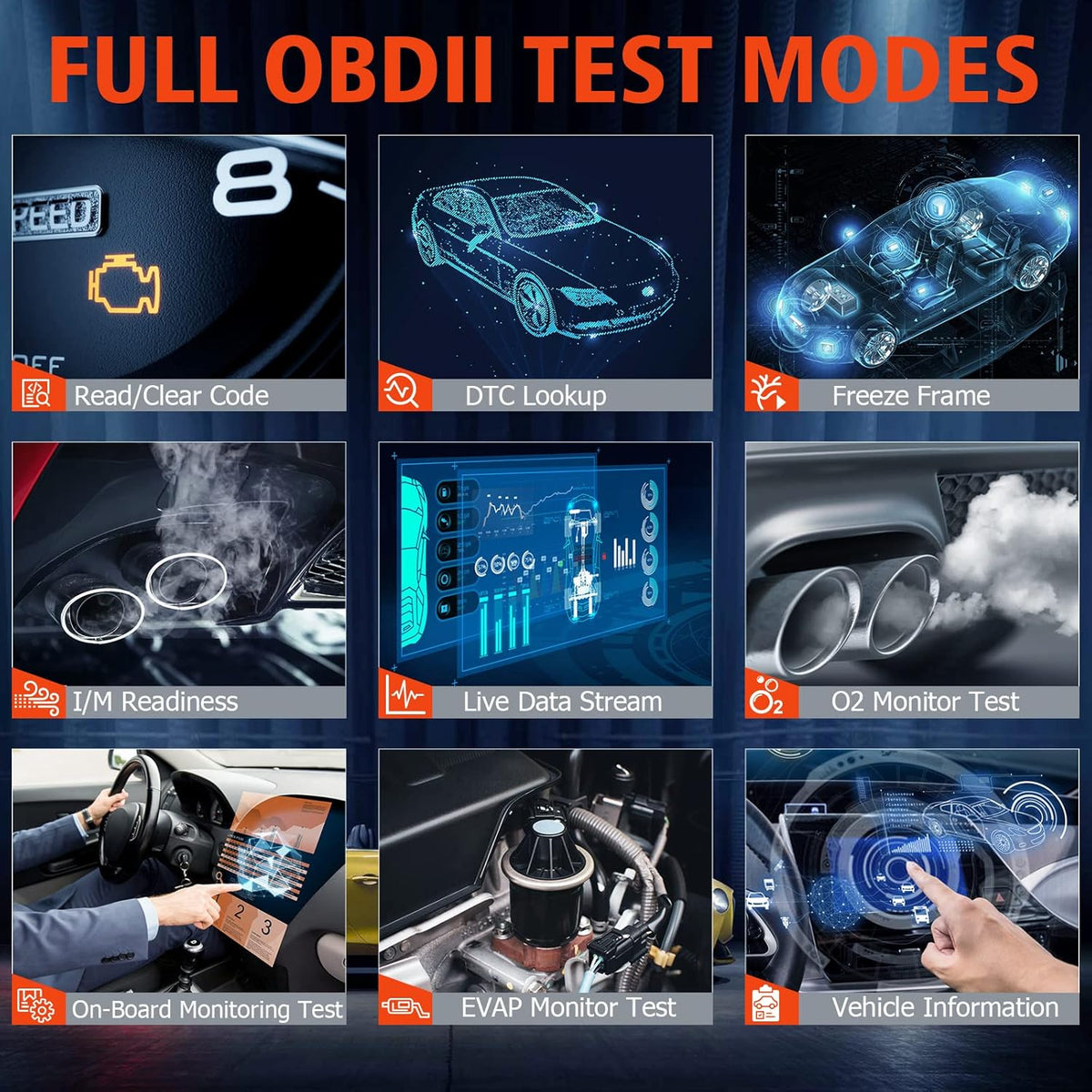 OBDII Scanner Diagnostic Scan Tool with Oil EPB SAS ABS BMS Reset X665192
