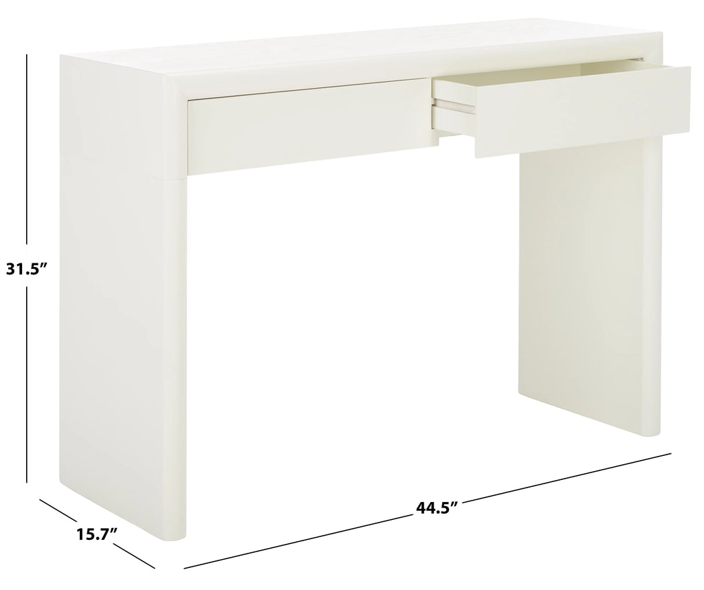 Ivory Wood Console Table with Drawer M672