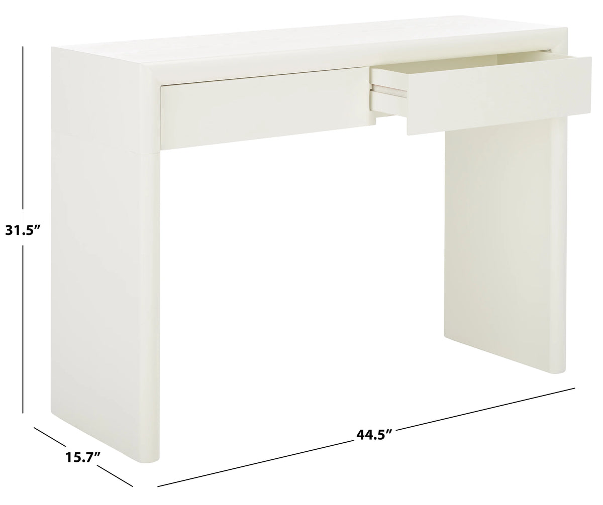 Ivory Wood Console Table with Drawer M672
