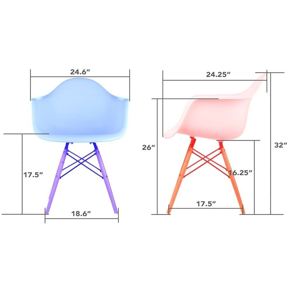 Green Molded Plastic Dining Arm Chair with Black Wood Legs Set of 2 D255735