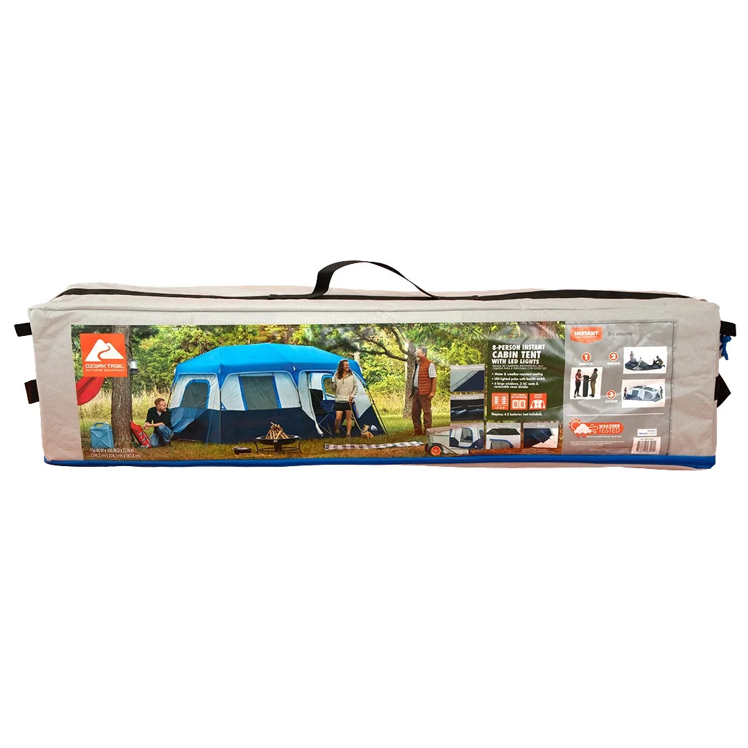 13' x 9' 8-Person Cabin Tent with LED Lighted Poles B8434
