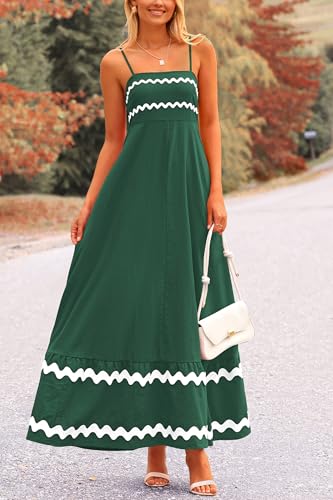 Summer Flowy Maxi Dress Sleeveless Spaghetti Strap D35621