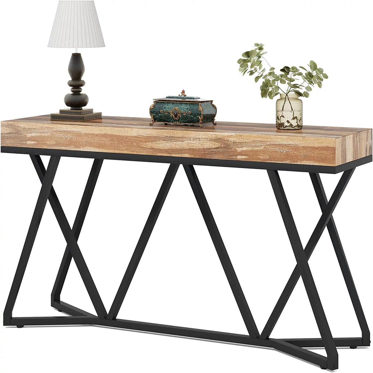 55" Wood Console Table with Metal Base Q296