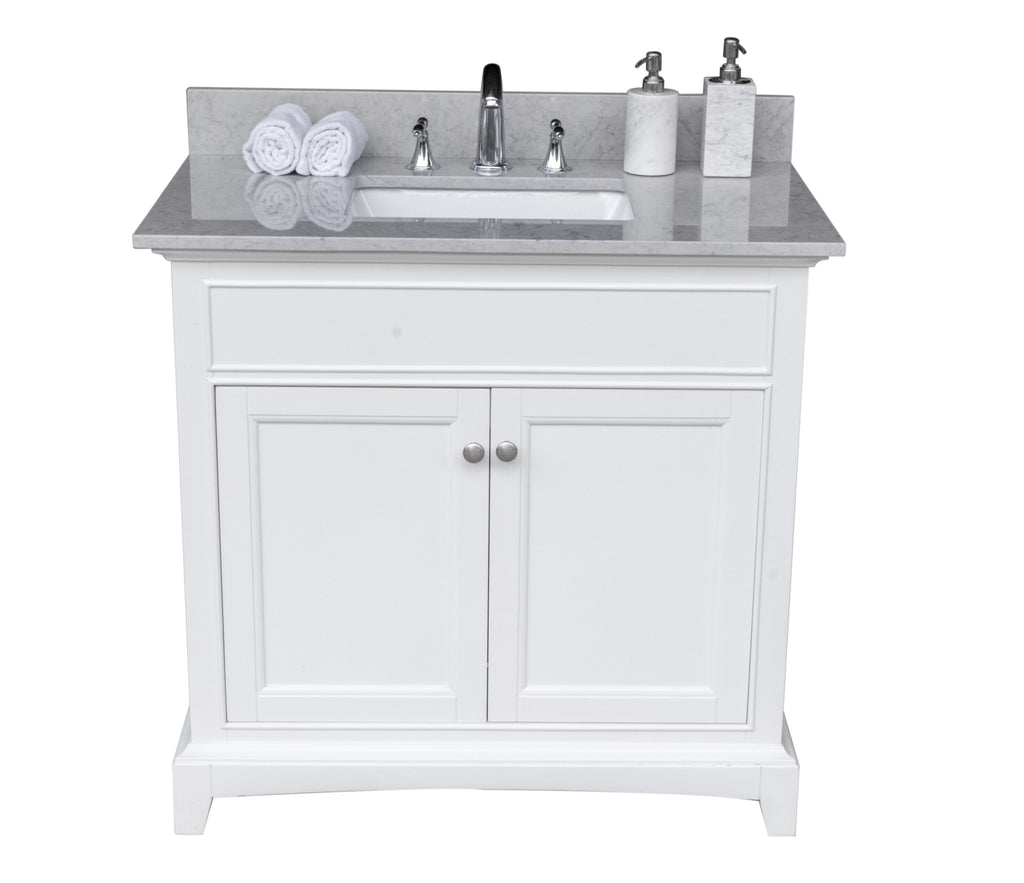 37in Grey Engineered Stone Vanity Top with Ceramic Sink P721