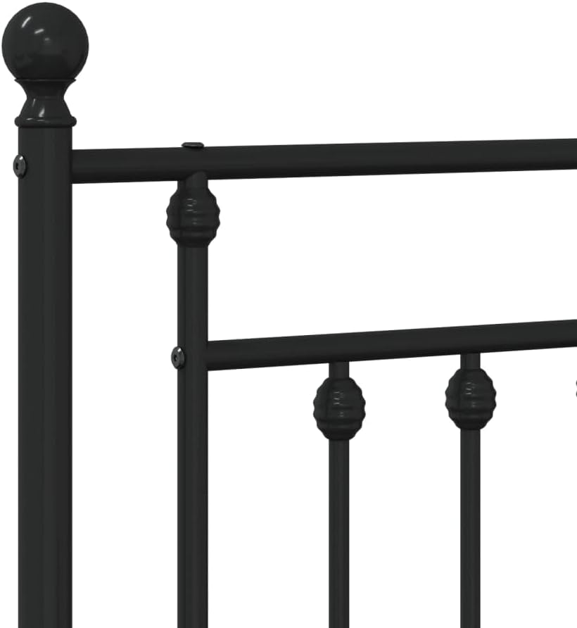 Black Metal Double Bed with Headboard and Footboard H8528