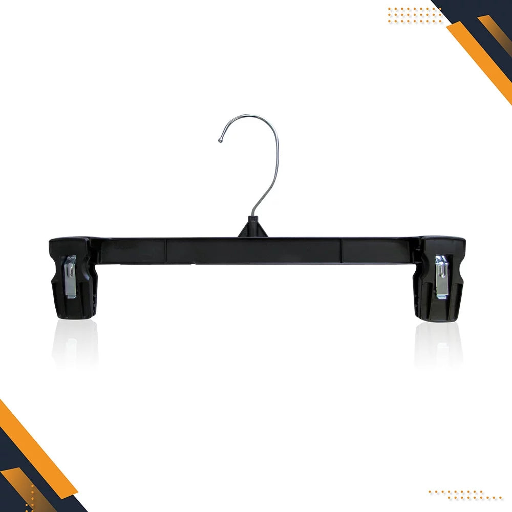 Black Heavy Duty Plastic Pants & Skirt Hangers with Clips, 50 Pack V455952
