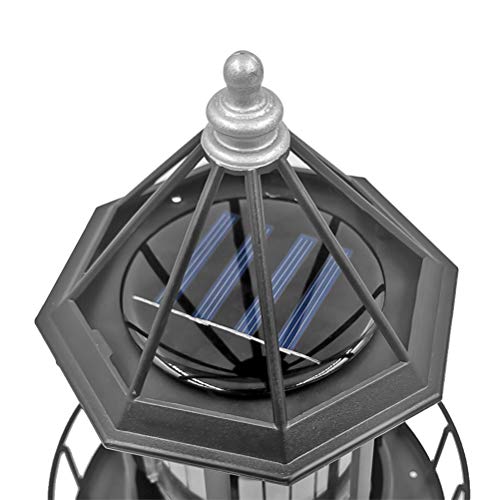 Black LED Solar Rotating Lighthouse Lantern L57244