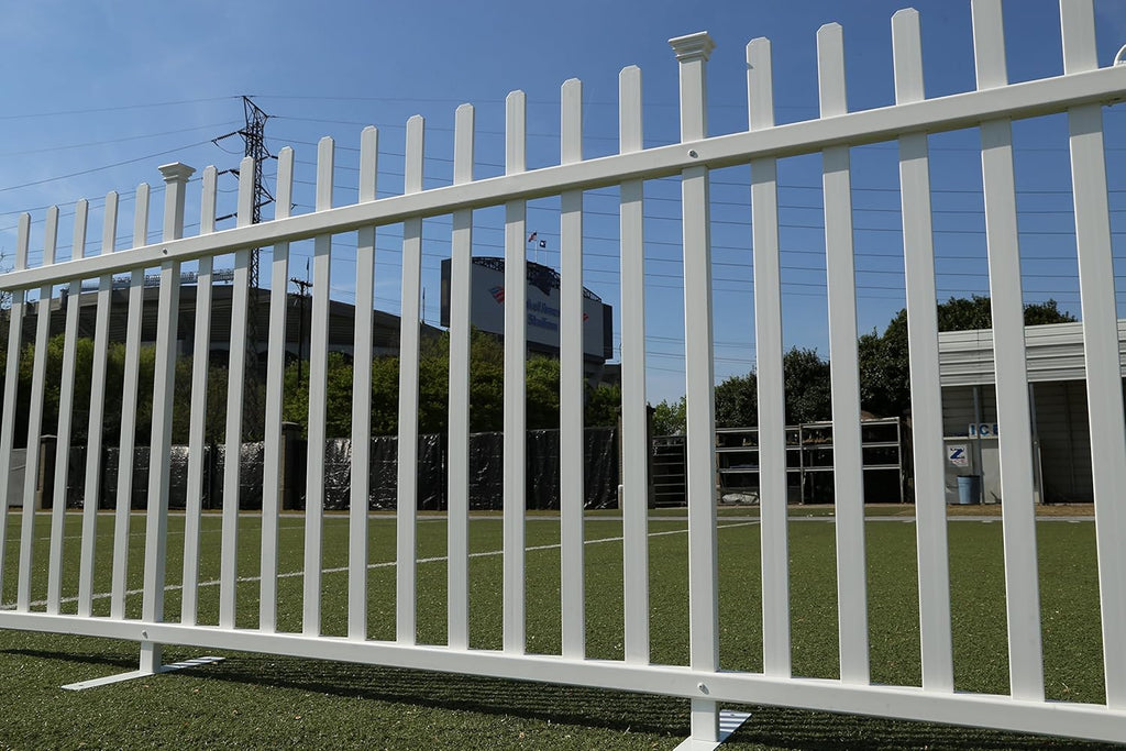 Lightweight Portable Vinyl Picket Fence Kit with Metal Base, White S581