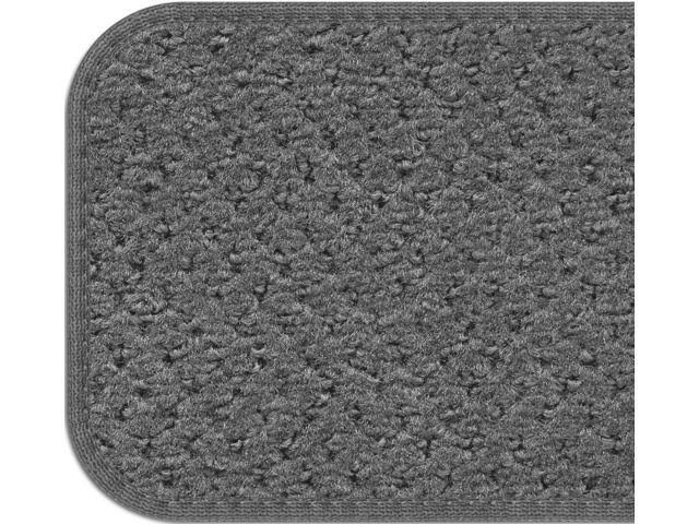 Set of 15 Attachable Carpet Stair Treads Gray 8 in. x 27 in. Q706912