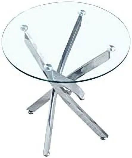 Round Glass End Table with Chrome Legs S525512