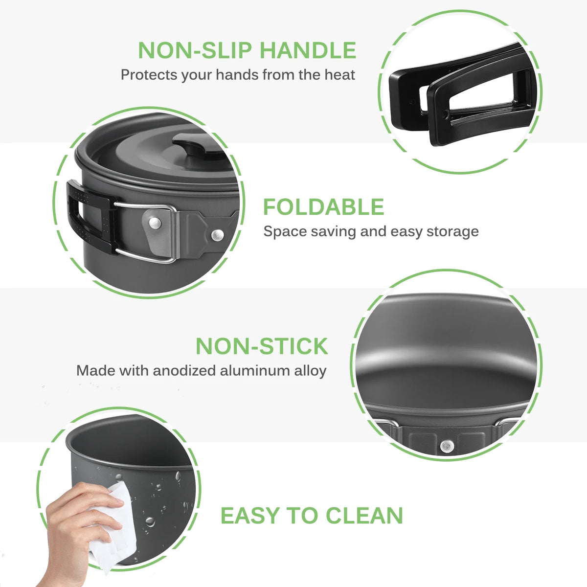 Collapsible Bowl Pan Knife Fork Cookware Set V35144