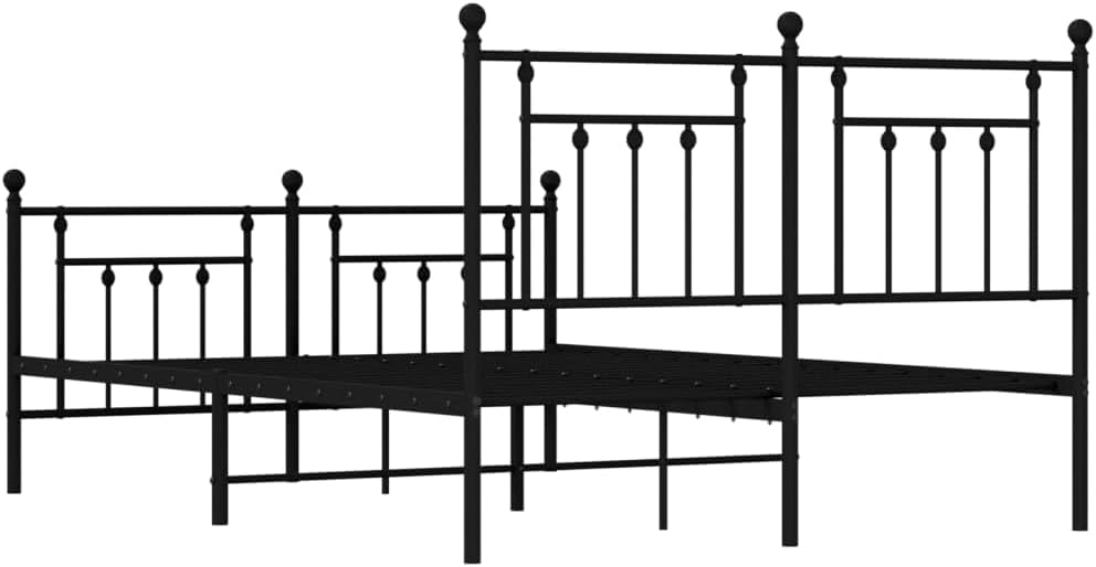 Black Metal Double Bed with Headboard and Footboard H8528
