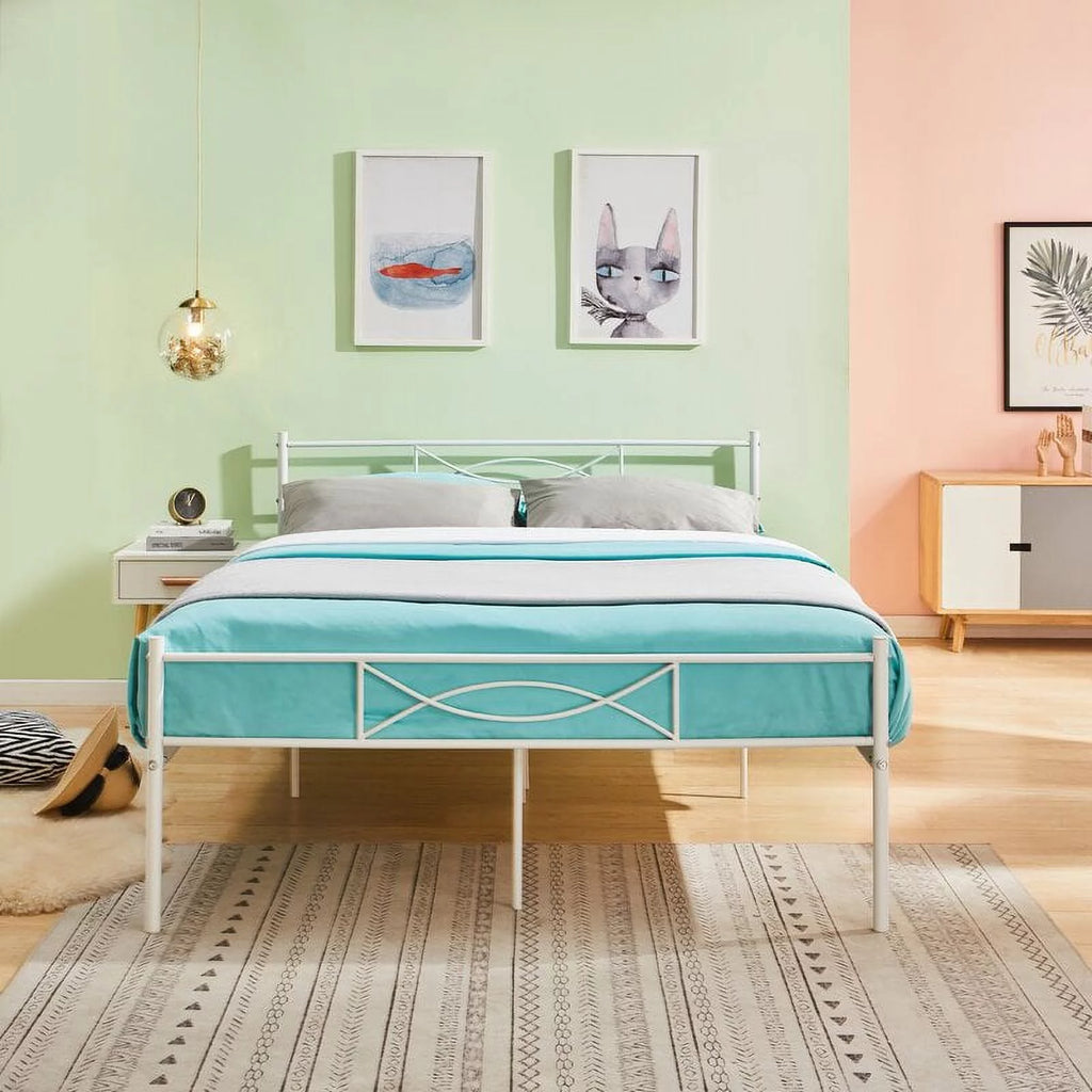 Twin Size Black Metal Platform Bed Frame with Headboard and Footboard A7363