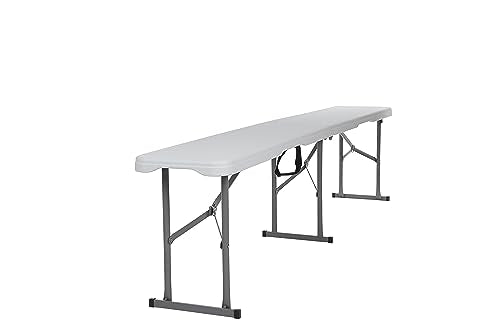 Foldable 6 Foot White Plastic and Steel Bench A5444