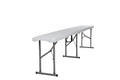 Foldable 6 Foot White Plastic and Steel Bench A5444