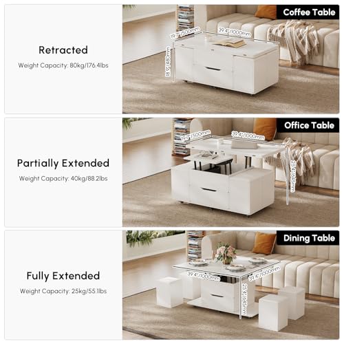 Black Lift-Top Coffee Table with Hidden Storage H789