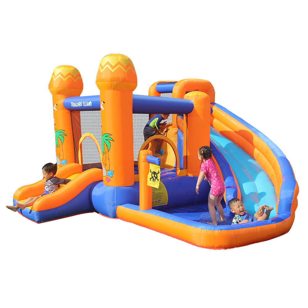 Inflatable Bounce House with 450W Blower, Stakes, Water Sprinkler, Splash Pool R584