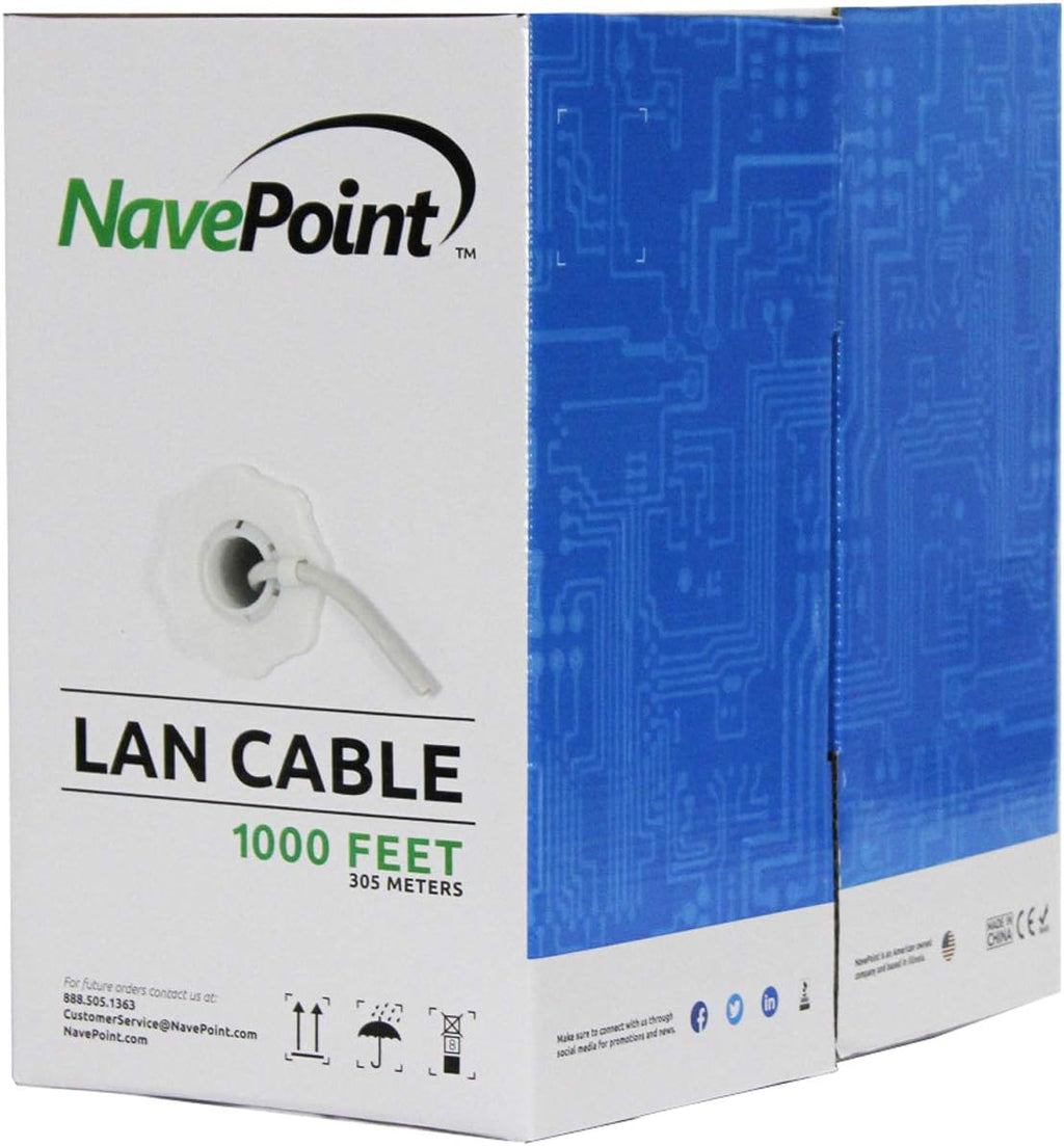 CAT5e 1000ft Grey Solid Bulk Ethernet Cable 24AWG 4 Pair UTP Pack of 2 G583
