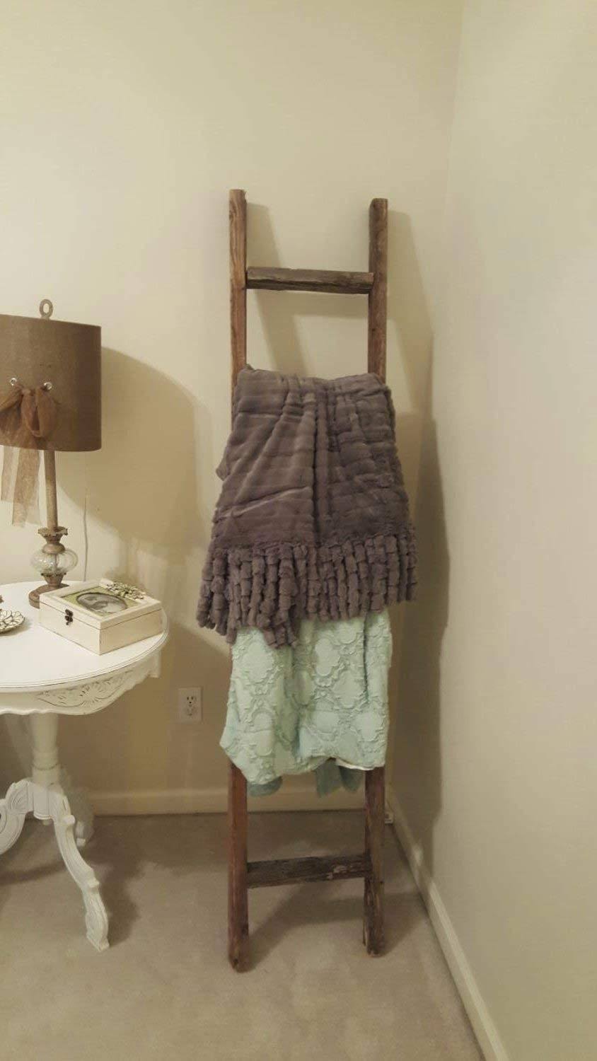 Rustic 6 ft Decorative Ladder, 100% Reclaimed Wood, Weathered Gray V42295