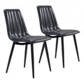 Faux Leather Channel Scoop Dining Chairs, Vintage Black - Set of 2 W18147