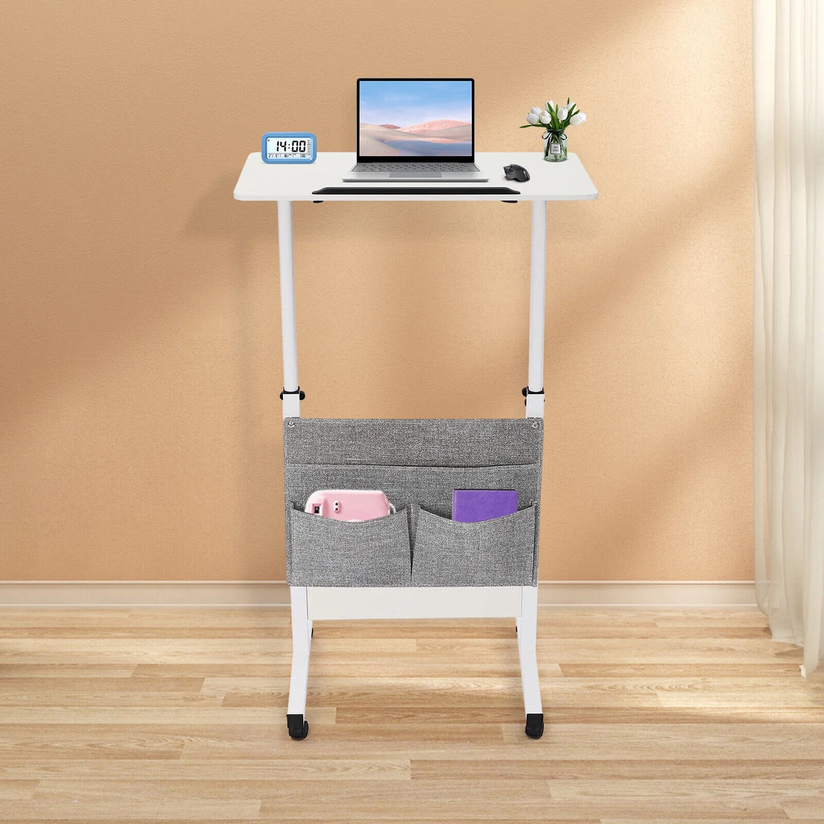 Adjustable Rolling Laptop Desk with Storage O8863
