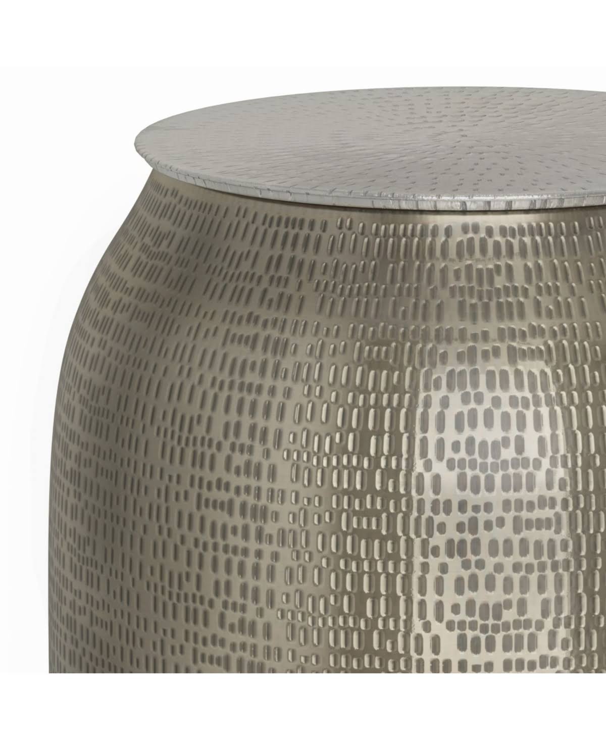 Antique Silver Metal Storage Accent Table N4808