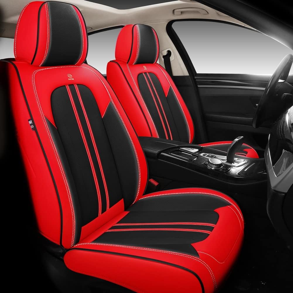 Red Synthetic Leather 5-Seater Full Set Universal Car Seat Cover E22942