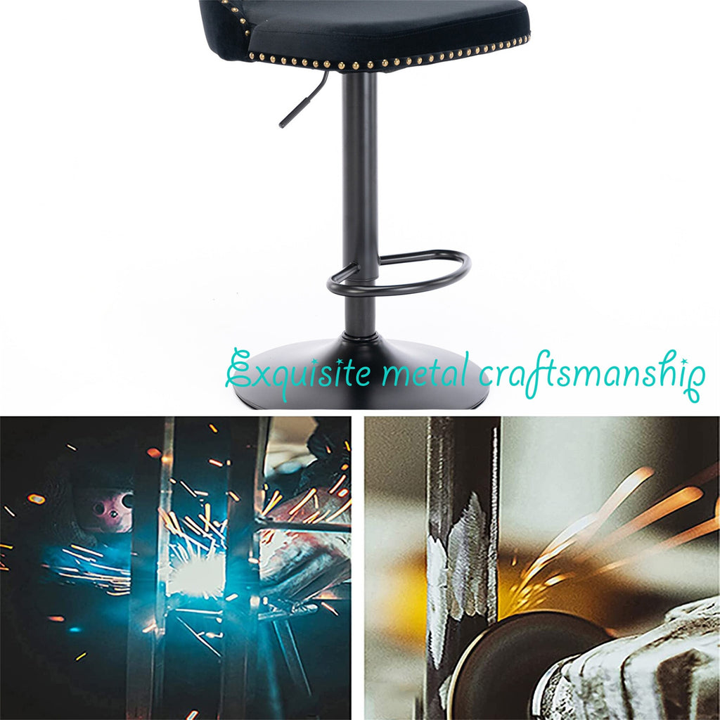2PC Swivel Velvet Upholstered Bar Stools L918