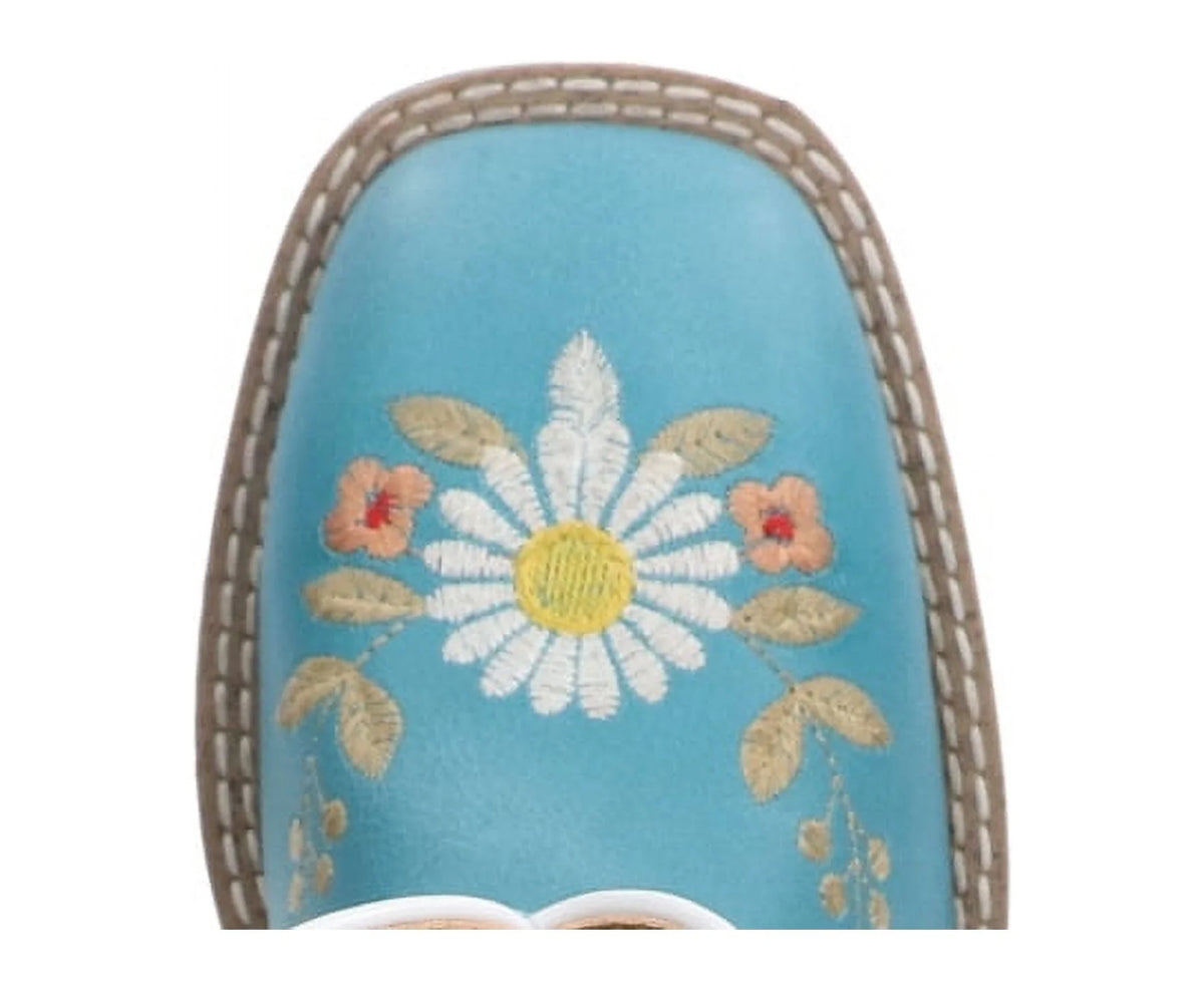 Turquoise Leather Western Boot with Embroidery O340963