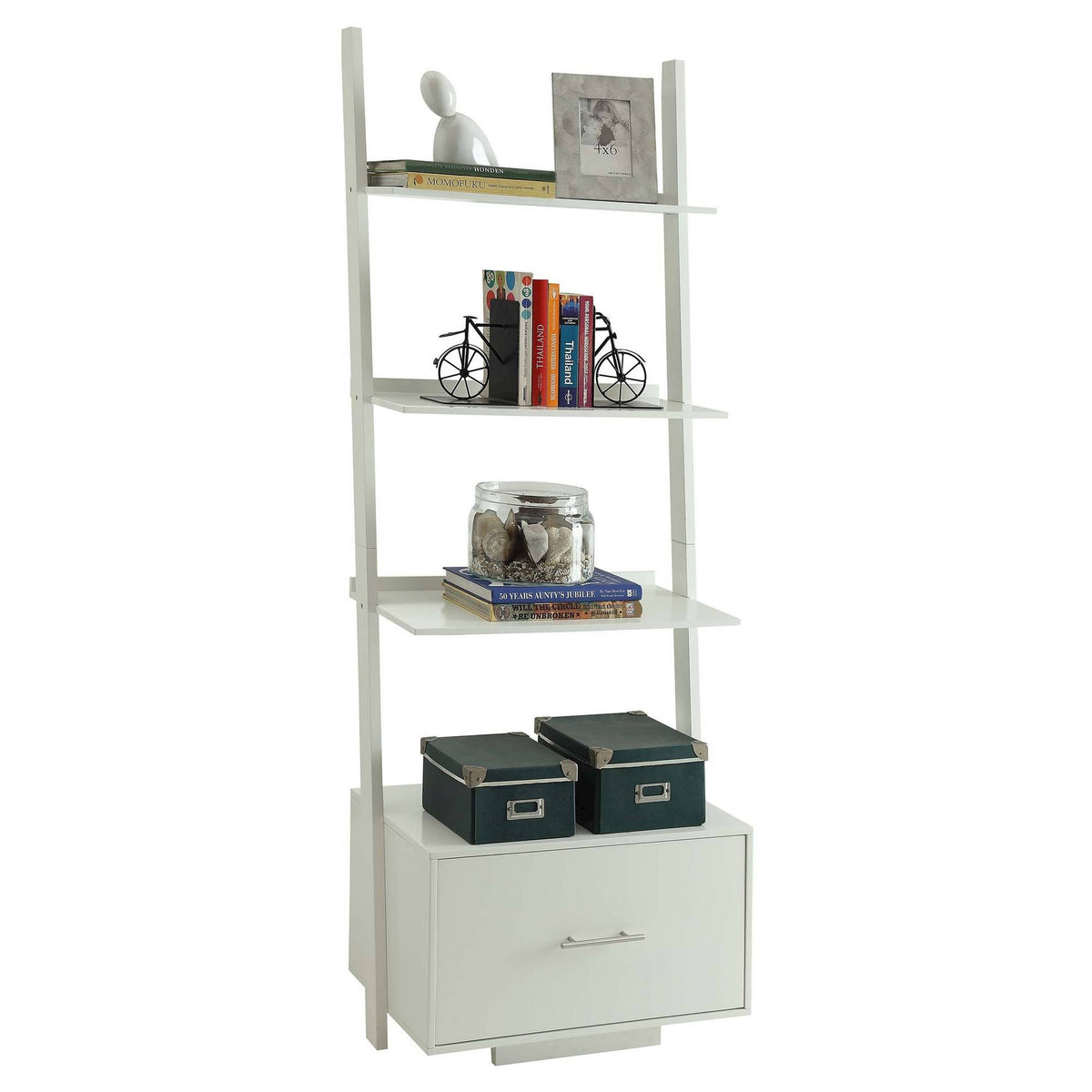 Ladder Bookcase with File Drawer K40751