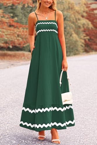 Summer Flowy Maxi Dress Sleeveless Spaghetti Strap D35621