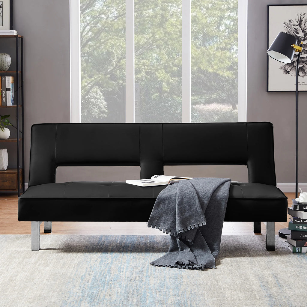 Black Pu Futon Sofa Bed S32518