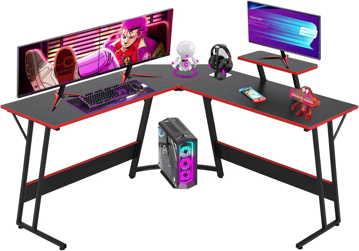 Black L Shaped Corner Computer Desk with Monitor Stand Z1511