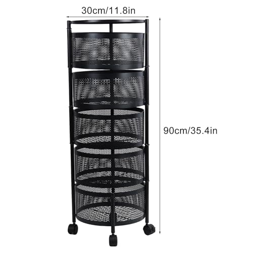 5-Tier Black Metal Rolling Fruit Basket D324160