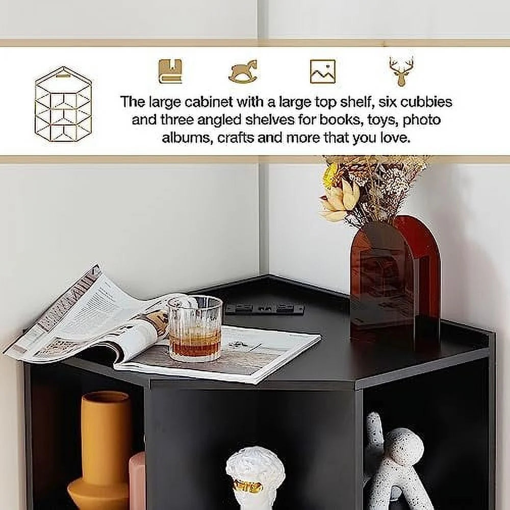 Wooden Corner Cabinet with USB and Outlets V70424