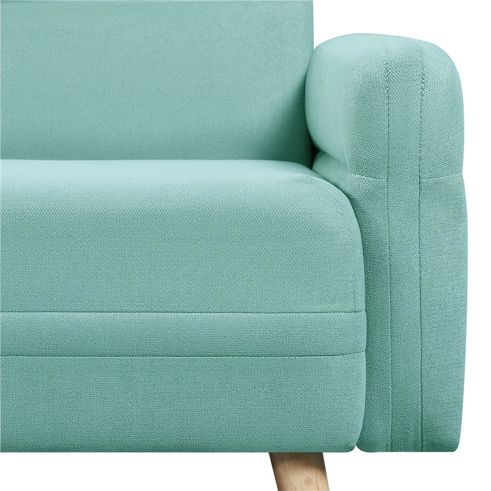 Aquamarine Fabric Loveseat Sofa with Lumbar Pillows S727743