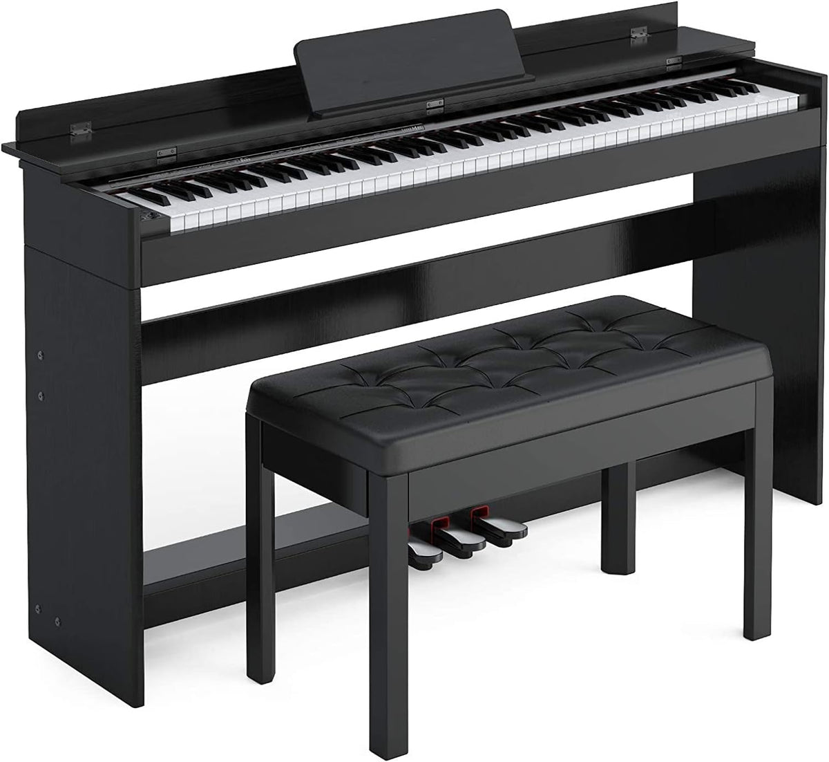 White 88-Key Weighted Digital Piano with 3-Pedal Unit Board, LCD Screen, Power Adapter, 53.5x29.9x12.2'' P373